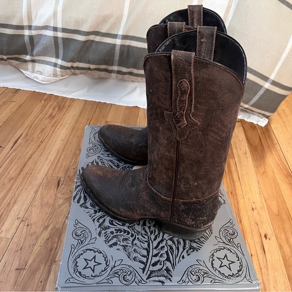 Vaccari Wyatt Brown Roughout Cowboy Boots 9D - Picture 2 of 7
